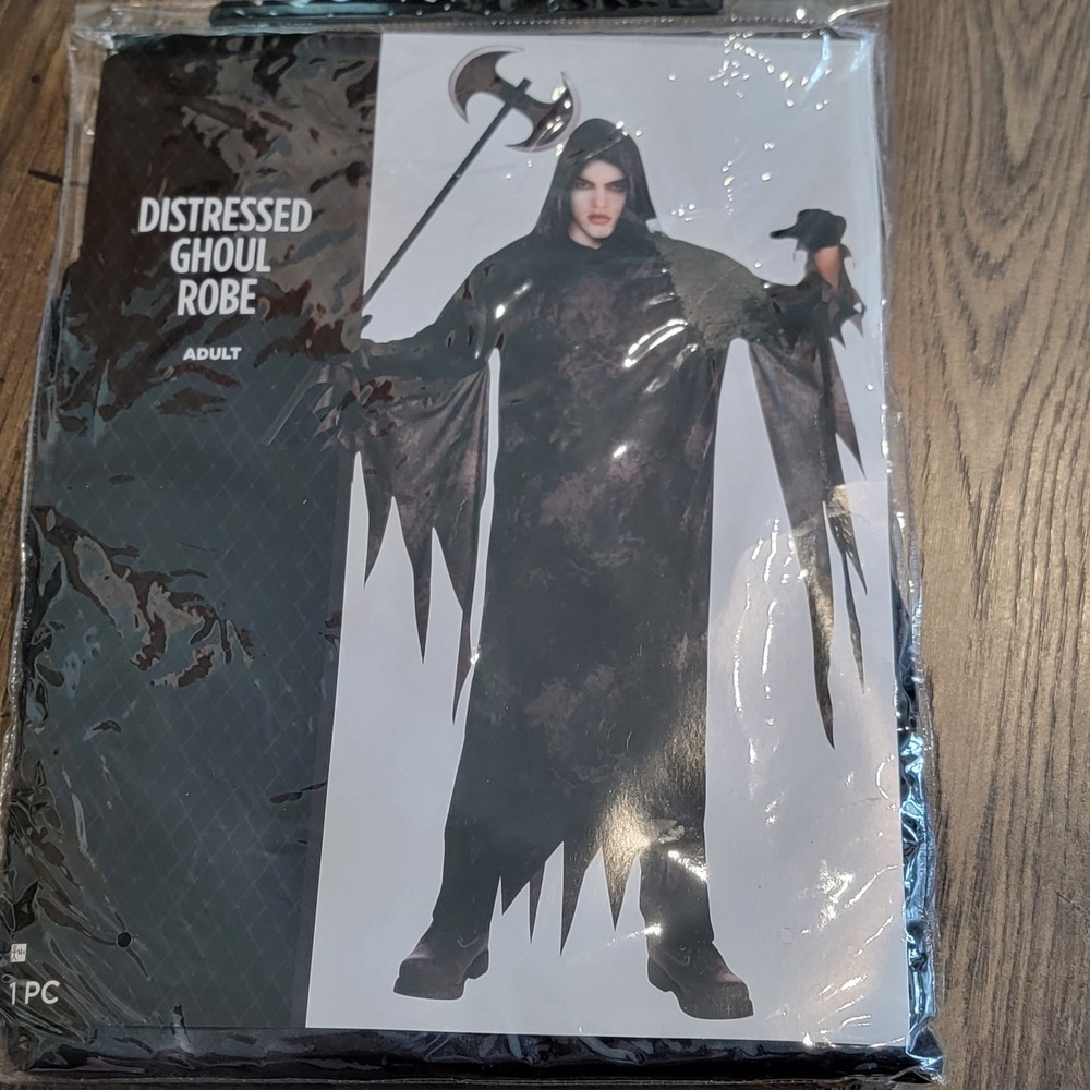 Grim Reaper Ghoul Vampire Evil Satanic Black Robe Adult Halloween One Size